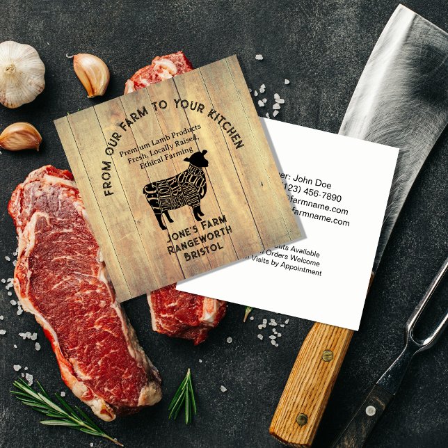 Premium Lamb Farmer & Cattle Meat Business Card –  Fyrkantigt Visitkort (Skapare uppladdad)