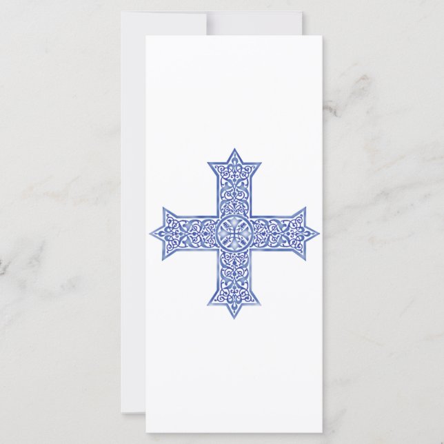 Premium Lapis Blue Koptisk Kors Konst (Framsida)