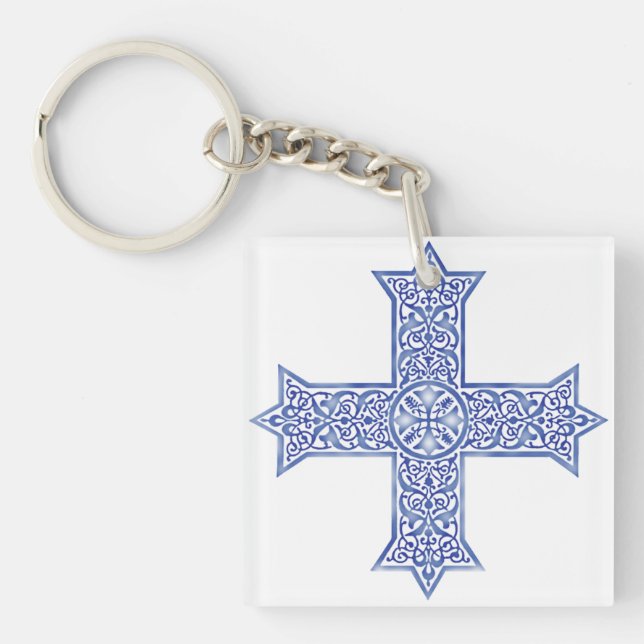 Premium Lapis Blue Koptisk Kors Konst (Framsidan)