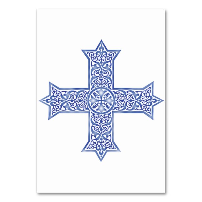 Premium Lapis Blue Koptisk Kors Konst Bordsnummer (Framsidan)