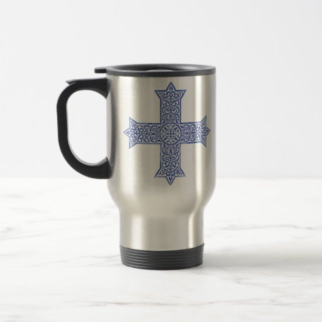 Premium Lapis Blue Koptisk Kors Konst Resemugg (Vänster)