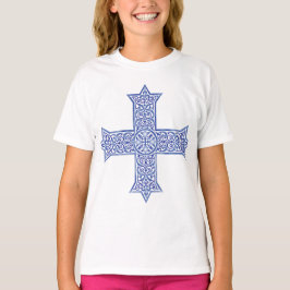 Premium Lapis Blue Koptisk Kors Konst T Shirt