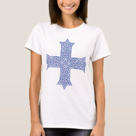 Premium Lapis Blue Koptisk Kors Konst T Shirt