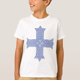 Premium Lapis Blue Koptisk Kors Konst T Shirt