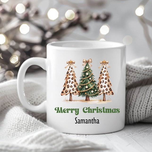 Premium Leopard Christmas Trees Custom Name Mug Kaffemugg (Premium Leopard Christmas Trees Custom Name Mug)
