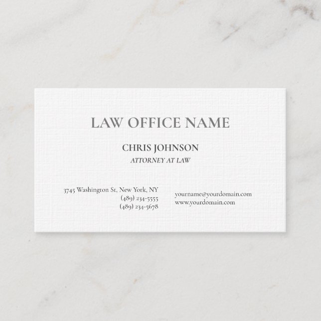 Premium Linen Attorney at Law Lawyer Visitkort (Framsida)