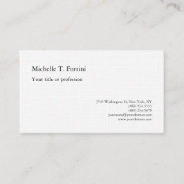 Premium Linen Black White Plain-minimalistisk enke Visitkort