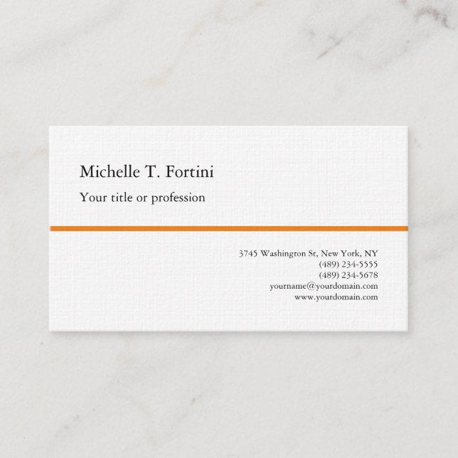 Premium Linen Black White Plain-minimalistisk enke Visitkort (Framsida)