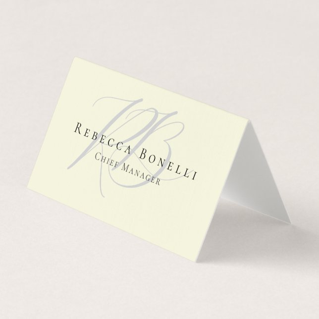 Premium Linen Exklusiv Unik Monogram Beige Visitkort (Framsida)