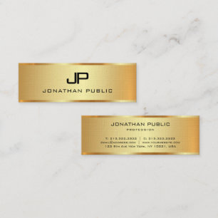 Premium Linen Faux Guld-mallmonogram - första Mini Visitkort