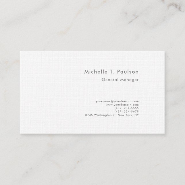 Premium Linen Minimalistisk Modern Visitkort (Framsida)