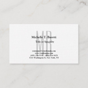 Premium Linen Modern Grått Monogram White Visitkort
