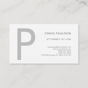 Premium Linen Monogram Attorney på Law Modern Visitkort