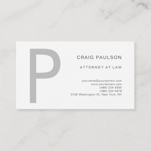 Premium Linen Monogram Attorney på Law Modern Visitkort (Framsida)