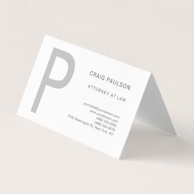 Premium Linen Monogram Attorney på Law Modern Visitkort (Framsida)
