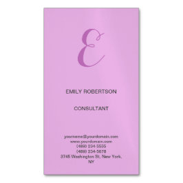 Premium Linen Monogram Initial Orchid & Lilac Magnetiska Visitkort