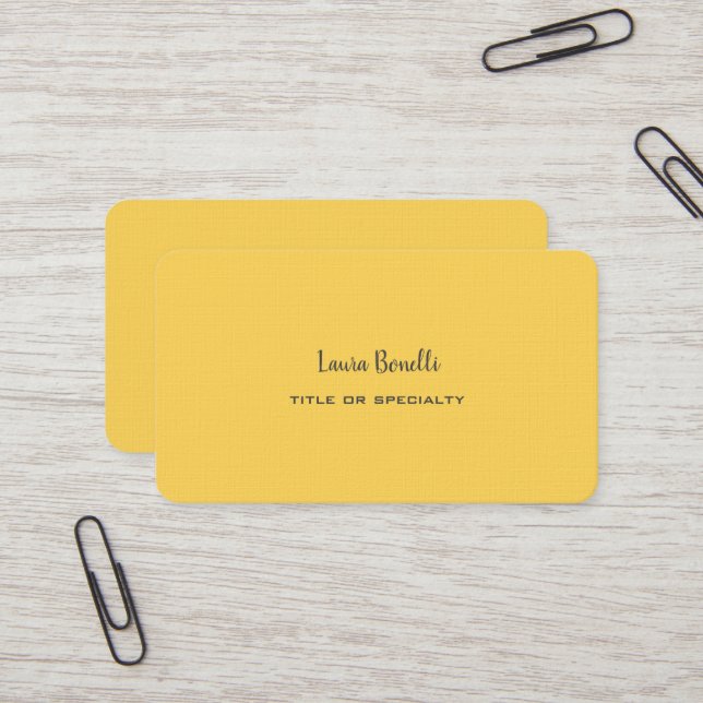 Premium Linen Professionell Modern Gult Visitkort (Fram/Back In Situ)