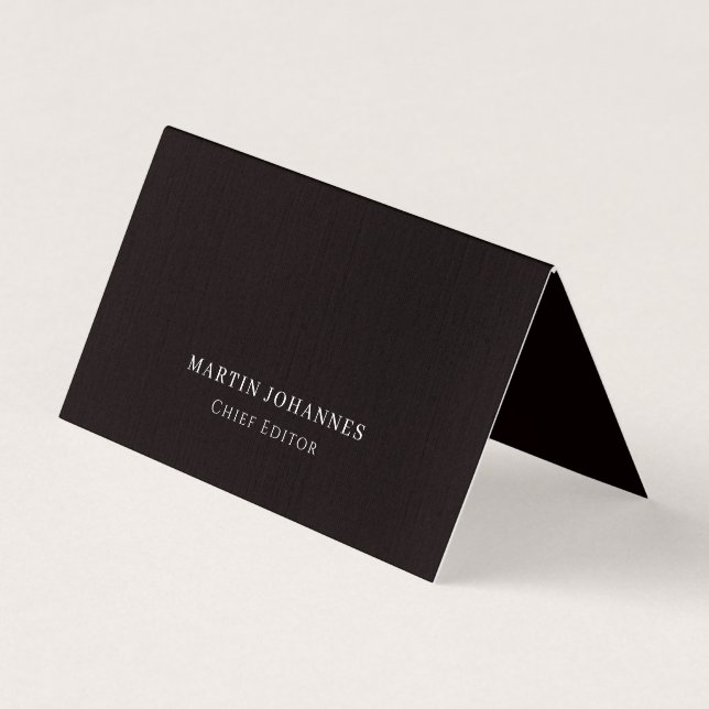 Premium Linne Elegant Enkel Svart Minimalistisk Visitkort (Framsida)