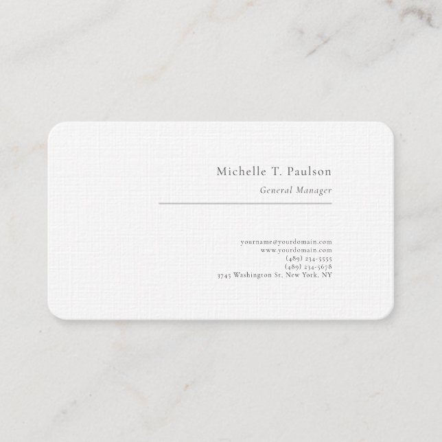 Premium Linne Minimalistisk Modern Visitkort (Framsida)