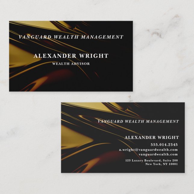 Premium Luxurious Black Gold Visitkort (Fram/baksida)