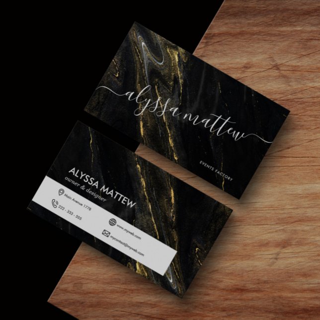 Premium Luxury Modern Black Marble Guld Glitter Visitkort (Skapare uppladdad)