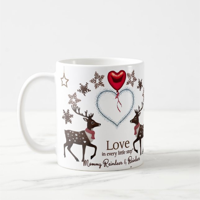 Premium Luxury Reindeer Snowflake Love in Every  Kaffemugg (Vänster)