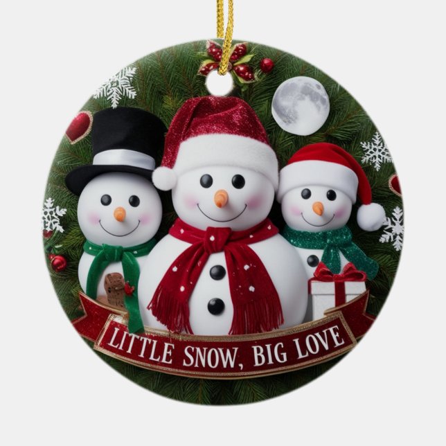Premium Luxury Snowman Family Christmas Wreath  Julgransprydnad Keramik (Framsidan)