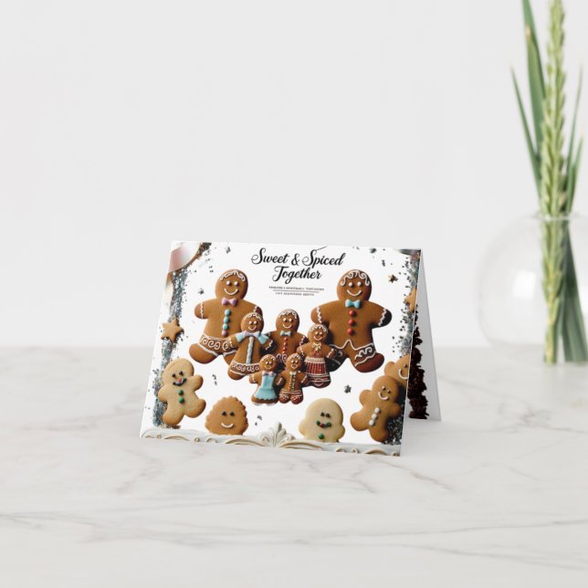 Premium Lyx Gingerbröd Familj Söt & Kryddad Kort (Framsida)