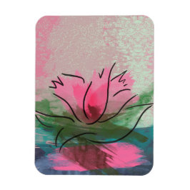Premium Magnet, Rosa Blommålning Magnet