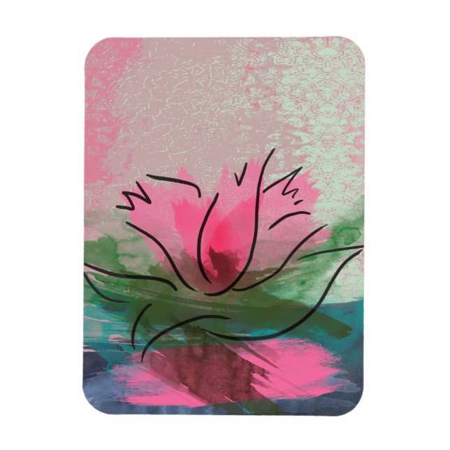 Premium Magnet, Rosa Blommålning Magnet (Vertikal)