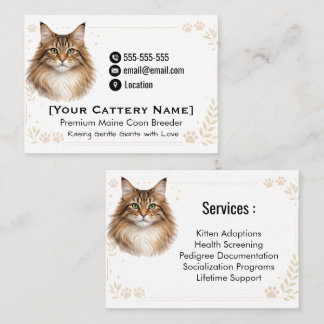 Premium Maine Coon Breeder Business Card  Visitkort