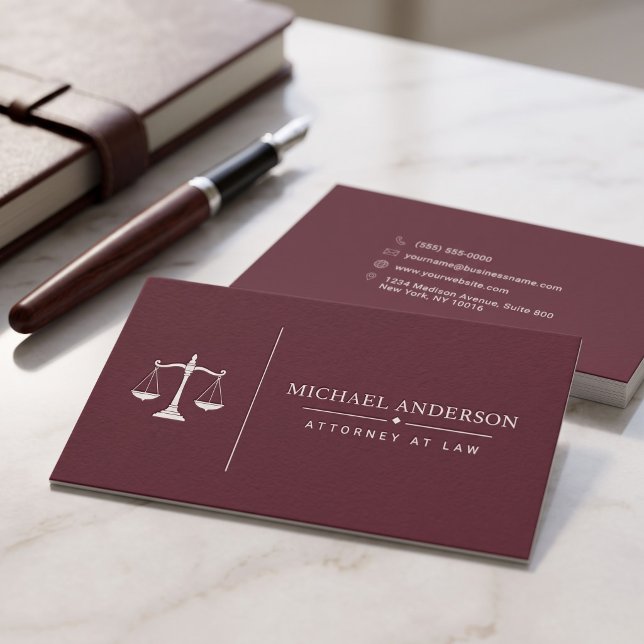 Premium Malltemplate för advokater Visitkort (Simulated business cards on table)
