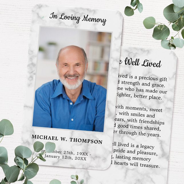 Premium Marble Memorial-fotofunktionellt bönekort Visitkort (Skapare uppladdad)