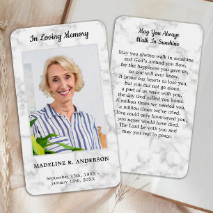 Premium Marble Photo Sympathy Memorial Prayer-kort Visitkort