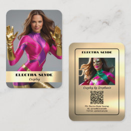 Premium Metal Effekt Cosplay Coscard | QR-kod Visitkort