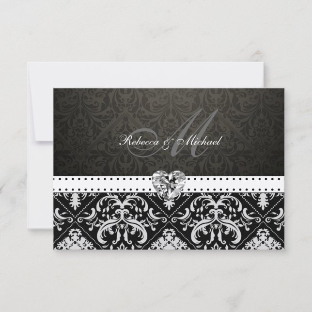 Premium Metallic Silver Damask OSA kort (Framsida)