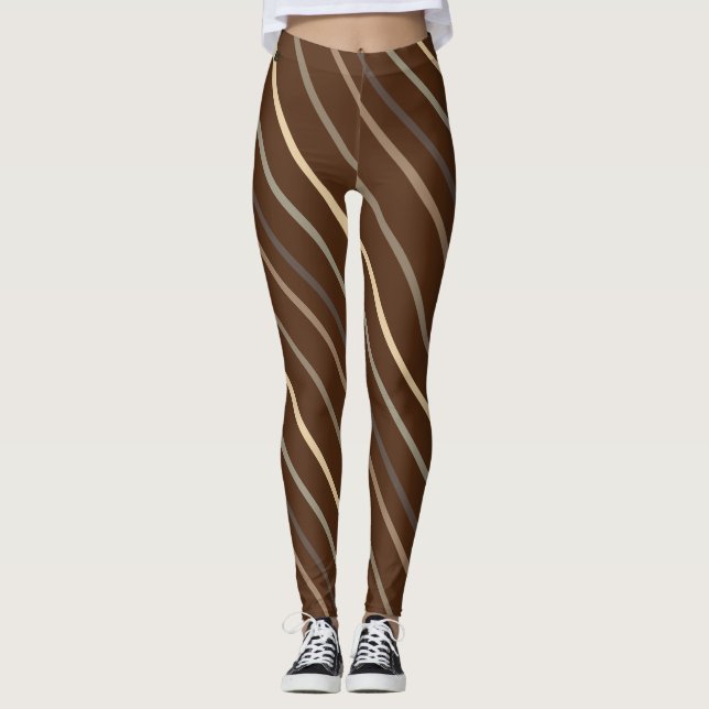Premium Mjölk Chocolate Stripe Candy cane Leggings (Framsida)
