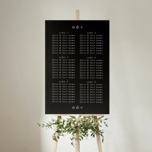 Premium Modern Black Onyx Bröllop-sätesdiagram Poster
