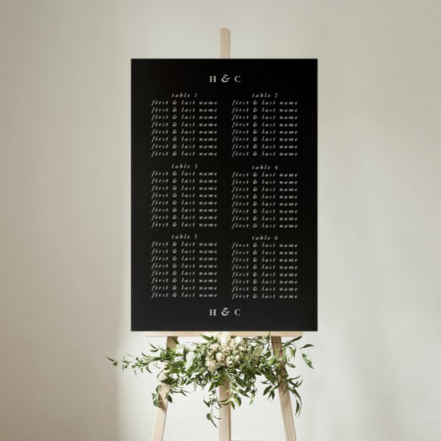 Premium Modern Black Onyx Bröllop-sätesdiagram Poster (Skapare uppladdad)