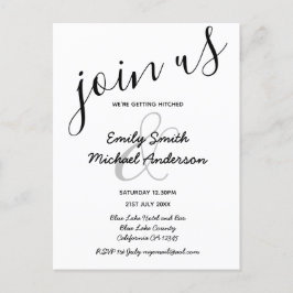 Premium Modern Black White Wedding-inbjudningar Vykort