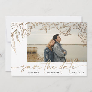 Premium Modern White Forever Photo Guld Blommigt Spara Datumet