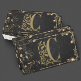 Premium Monogram Black Guld Gnistra Affärskort Visitkort
