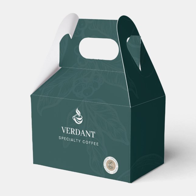 Premium Mörkgrön Café Bakverk och Kaffe Böna Box Presentaskar (Framsidan Sidan)