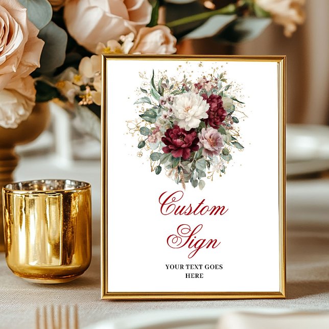 Premium Mörkröd Blommig Eukalyptus Beställningsaff Poster (Premium Deep Red Floral Eucalyptus Custom Poster)