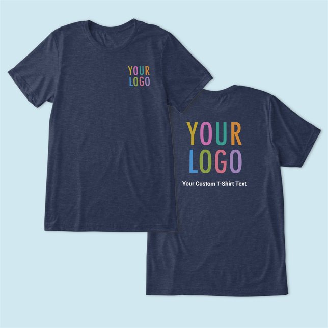 Premium Navy Blue T-Shirt Anpassningsbar Logotyp U (MISOOK Men’s Navy Blue T-Shirt with Chest Logo & Back Logo)