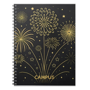 Premium Notes för Fireworks Guld i midnatt Anteckningsbok