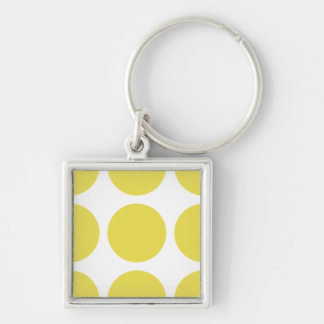 Premium-nyckelkedjan Big Polka dots Fyrkantig Silverfärgad Nyckelring (Framsidan)