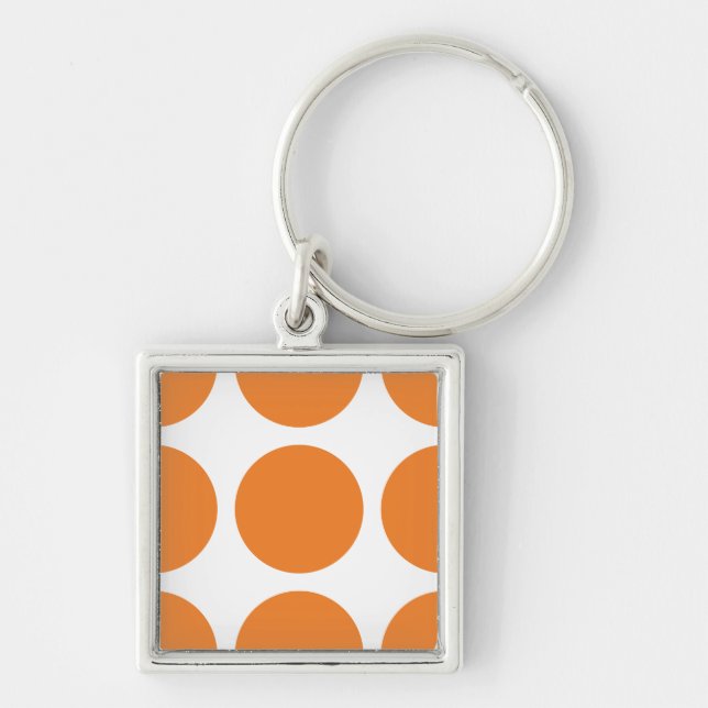 Premium-nyckelkedjan Big Polka dots Fyrkantig Silverfärgad Nyckelring (Framsidan)