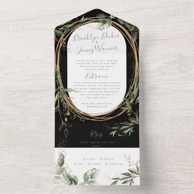 Premium Onyx Black Greenery Eucalyptus Bröllop (Insida)