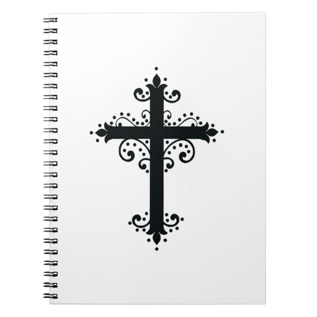 Premium Ornamentalt Snidat Kors Konst Anteckningsbok (Framsidan)